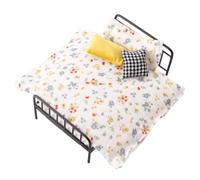 Letto in miniatura - decorazione retrò realistica con biancheria da letto e cuscino | Mobili casetta dei giochi, per camera delle ragazze, soggiorno, storie dei sogni, vestire, vacanze, compleanno