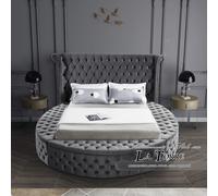 Letto king size matrimoniale rotondo contenitore Moderno velluto o ecopelle qual