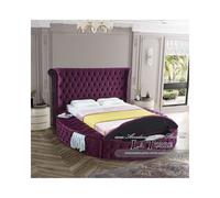 Letto king size matrimoniale rotondo contenitore Moderno velluto o ecopelle qual