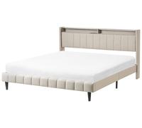Letto king size UE in tessuto imbottito 180 x 200 cm con testiera contenitore co