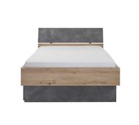 Composad | Letto della Linea LAFABRICA, Letto Una Piazza e Mezza, Spazio per Cassettoni (Non Inclusi), (LxAxP) 127,40x91,10x215 cm, Colore Rovere Oak Mielato e Grigio Tadao, Made in Italy