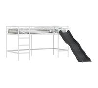 Letto loft per bambini con scivolo Bianco e Antracite letto a castello in acciaio con scivolo disegno moderno struttura salvaspazio finitura opaca facile montaggio per cameretta bambini e ragazzi