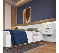 Letto matrimoniale 180 x 200 cm, con 2 comodini a LED e presa USB C, letto in legno con 2 comodini, camera da letto, completo, 205 x 284 x 90,5 cm (larghezza x profondità x altezza), set in rovere