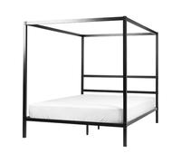 Letto matrimoniale a baldacchino con doghe e struttura in metallo nero 160 x 200 cm