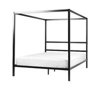Letto matrimoniale a baldacchino con doghe e struttura in metallo nero 160 x 200 cm