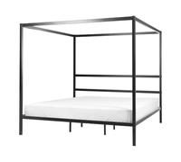 Letto matrimoniale a baldacchino con doghe e struttura in metallo nero 180 x 200 cm