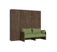 Letto Matrimoniale A Scomparsa 160 Kentaro Con Divano E Colonna Noce e Verde