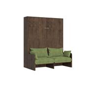 Letto Matrimoniale A Scomparsa 160 Kentaro Con Divano Noce e Verde