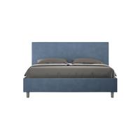 Letto matrimoniale ADELE con testata e Letto imbottiti, rivestimento in Microfibra dimensioni 160x190 cm effetto trapuntato colore Blu blu