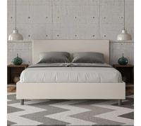 Letto matrimoniale ADELE con testata e Letto imbottiti, rivestimento in similpelle 160x190 cm effetto trapuntato bianco bianco