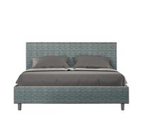 Letto matrimoniale ADELE con testata e Letto imbottiti, tessuto Aragona 3 dimensioni 160x190 cm effetto colore Blu blu
