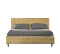 Letto matrimoniale ADELE con testata e Letto imbottiti, tessuto Aragona 3, dimensioni 160x190 cm effetto colore Giallo giallo