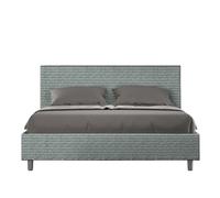 Letto matrimoniale ADELE con testata e Letto imbottiti, tessuto Aragona 3, dimensioni 160x190 cm effetto colore Azzurro azzuro