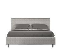 Letto matrimoniale ADELE con testata e Letto imbottiti, tessuto Aragona dimensioni 160x190 cm effetto Labirinto colore bianco bianco