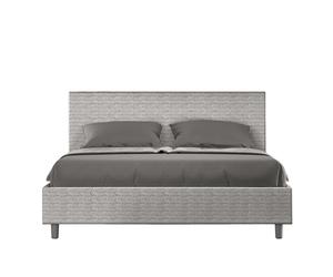 Letto matrimoniale ADELE con testata e Letto imbottiti, tessuto Aragona dimensioni 160x190 cm effetto Labirinto colore bianco bianco