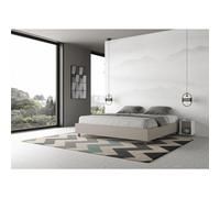 Letto Matrimoniale alla AZELIA KING SIZE, Similpelle Dimensioni 180x200 cm giroletto imbottito effetto trapuntato colore Tortora tortora