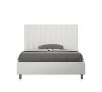 Letto Matrimoniale alla Francese AGUEDA In Similpelle Dimensioni 140x210 cm giroletto imbottito effetto trapuntato colore bianco bianco