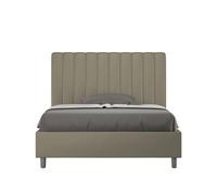Letto Matrimoniale alla Francese AGUEDA In Similpelle Dimensioni 140x210 cm giroletto imbottito effetto trapuntato colore Cappuccino cappuccino