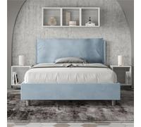 Letto Matrimoniale alla Francese ANTEA Sfoderabile Dimensioni 140x190 cm con Testata e Letto imbottiti con Cuscino Largo microfibra colore Azzurro azzuro