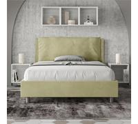 Letto Matrimoniale alla Francese ANTEA Sfoderabile Dimensioni 140x190 cm con Testata e Letto imbottiti con Cuscino Largo microfibra colore Tè Verde verde