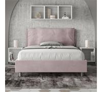 Letto Matrimoniale alla Francese ANTEA Sfoderabile Dimensioni 140x190 cm con Testata e Letto imbottiti con Cuscino Largo microfibra colore Glicine glicine