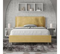 Letto Matrimoniale alla Francese ANTEA Sfoderabile Dimensioni 140x190 cm con Testata e Letto imbottiti con Cuscino Largo microfibra colore Ocra ocra