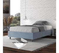 Letto Matrimoniale alla Francese AZELIA Con Contenitore, In Microfibra Dimensioni 140x200 cm giroletto imbottito in Microfibra colore Azzurro azzuro