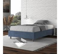 Letto Matrimoniale alla Francese AZELIA Con Contenitore, In Microfibra Dimensioni 140x200 cm giroletto imbottito in Microfibra colore Blu blu