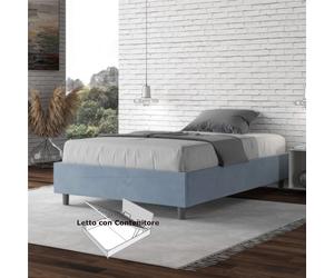 Letto Matrimoniale alla Francese AZELIA Con Contenitore, In Microfibra Dimensioni 140x200 cm giroletto imbottito in Microfibra colore Azzurro azzuro