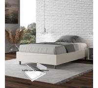 Letto Matrimoniale alla Francese AZELIA Con Contenitore, Similpelle Dimensioni 140x200 cm giroletto imbottito effetto trapuntato colore Bianco bianco