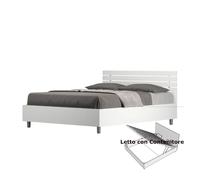 Letto Matrimoniale alla Francese con Contenitore, Modello ANKEL Dimensioni 140x200 cm Stile Minimal TESTA DRITTA Colore Bianco Frassino bianco