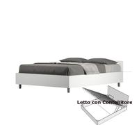 Letto Matrimoniale alla Francese con Contenitore, Modello NUAMO Dimensioni 140x200 cm Stile Minimal ed Essenziale Colore Bianco Frassino bianco