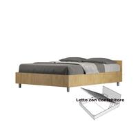 Letto Matrimoniale alla Francese con Contenitore, Modello NUAMO Dimensioni 140x200 cm Stile Minimal ed Essenziale Colore Quercia quercia