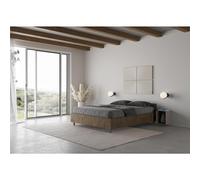 Letto Matrimoniale alla Francese, Modello NUAMO, Senza Rete e Senza Materasso Dimensioni 140x200 cm testata Bassa Nobilitato Stile Minimal ed Essenziale Colore Noce noce
