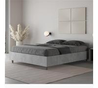 Letto Matrimoniale alla Francese, Modello NUAMO, Senza Rete e Senza Materasso Dimensioni 140x200 cm testata Bassa Nobilitato Stile Minimal ed Essenziale Colore cemento cemento