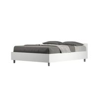 Letto Matrimoniale alla Francese, Modello NUAMO, Senza Rete e Senza Materasso Dimensioni 140x200 cm Testata Bassa NobilitatoStile Minimal ed Essenziale Colore Bianco Frassino frassino