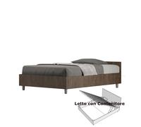 Letto Matrimoniale alla Francese Testata Bassa, Modello NUAMO Dimensioni 140x190 cm Stile Minimal Testata Bassa Colore Noce noce