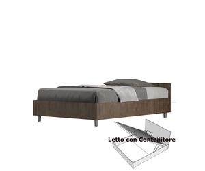 Letto Matrimoniale alla Francese Testata Bassa, Modello NUAMO Dimensioni 140x190 cm Stile Minimal Testata Bassa Colore Noce noce