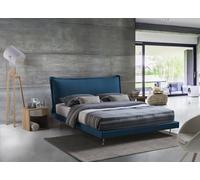 Letto Matrimoniale Anika, Letto Fisso con Rivestimento e Testata in Tessuto, 100% Made in Italy, Adatto per Materasso Cm 160x190, Blu