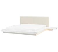 Letto matrimoniale basso giapponese con LED e comodini testata in ecopelle