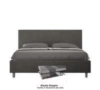 Letto matrimoniale con contenitore e Doppia Alzata ADELE , rivestimento in Microfibra imbottito dimensioni 160x190 cm colore Grigio grigio