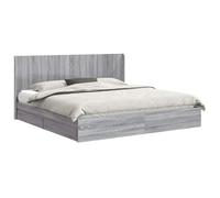 Letto Matrimoniale con Contenitore e Testiera Grigio Sonoma 180x200 Struttura con Storage Moderno con Doghe in Legno Compensato 203x186,5x100 cm con Cassetti Integrati per Camera da Letto