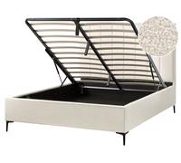 Letto Matrimoniale con Contenitore in tessuto bou ianco sporco 160 x 200 cm