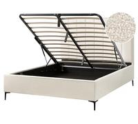 Letto Matrimoniale con Contenitore in tessuto bou ianco sporco 160 x 200 cm