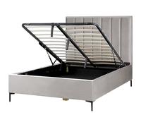 Letto Matrimoniale con Contenitore in Velluto 140 x 200 cm Grigio Sezanne