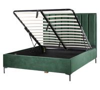 Letto Matrimoniale con Contenitore in Velluto 160 x 200 cm Verde Scuro Sezanne