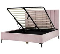 Letto Matrimoniale con Contenitore in Velluto 180 x 200 cm Rosa