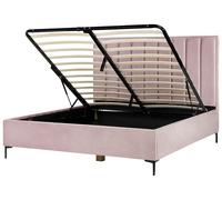 Letto Matrimoniale con Contenitore in Velluto 180 x 200 cm Rosa Sezanne