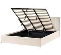 Letto Matrimoniale con Contenitore in velluto Beige chiaro 180 x 200 cm