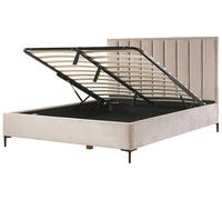Beliani Letto Matrimoniale con Contenitore in Velluto tortora 180 x 200 cm
